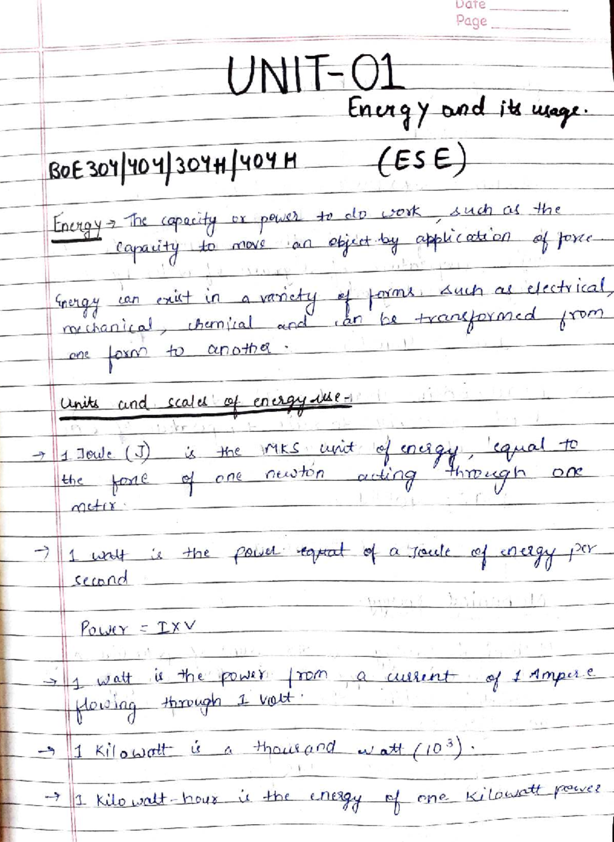 Energy Science ITECH: Comprehensive Notes for All 5 Units - Studocu