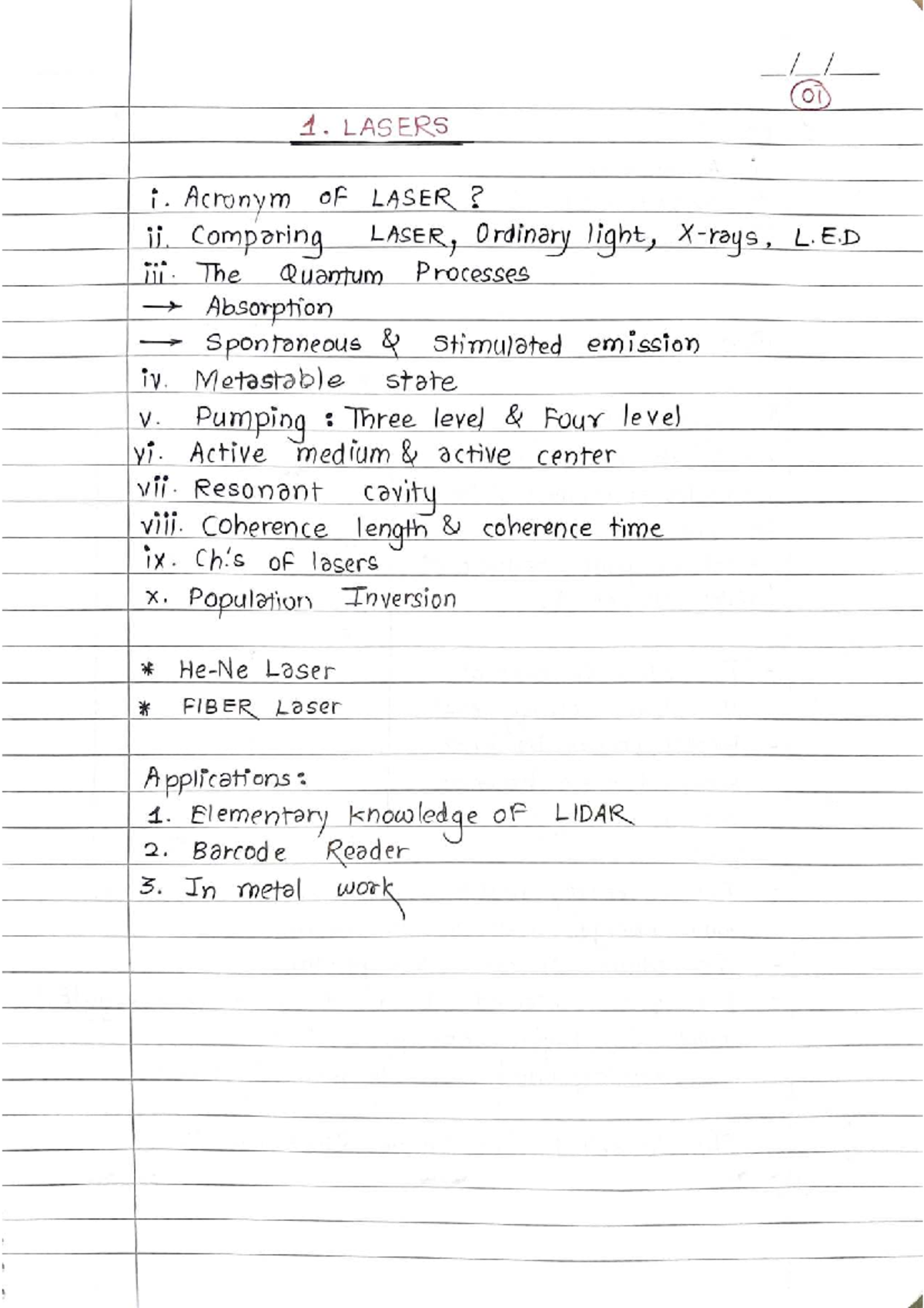 LASER Theory: Key Concepts and Applications - Lecture Notes (Course ...