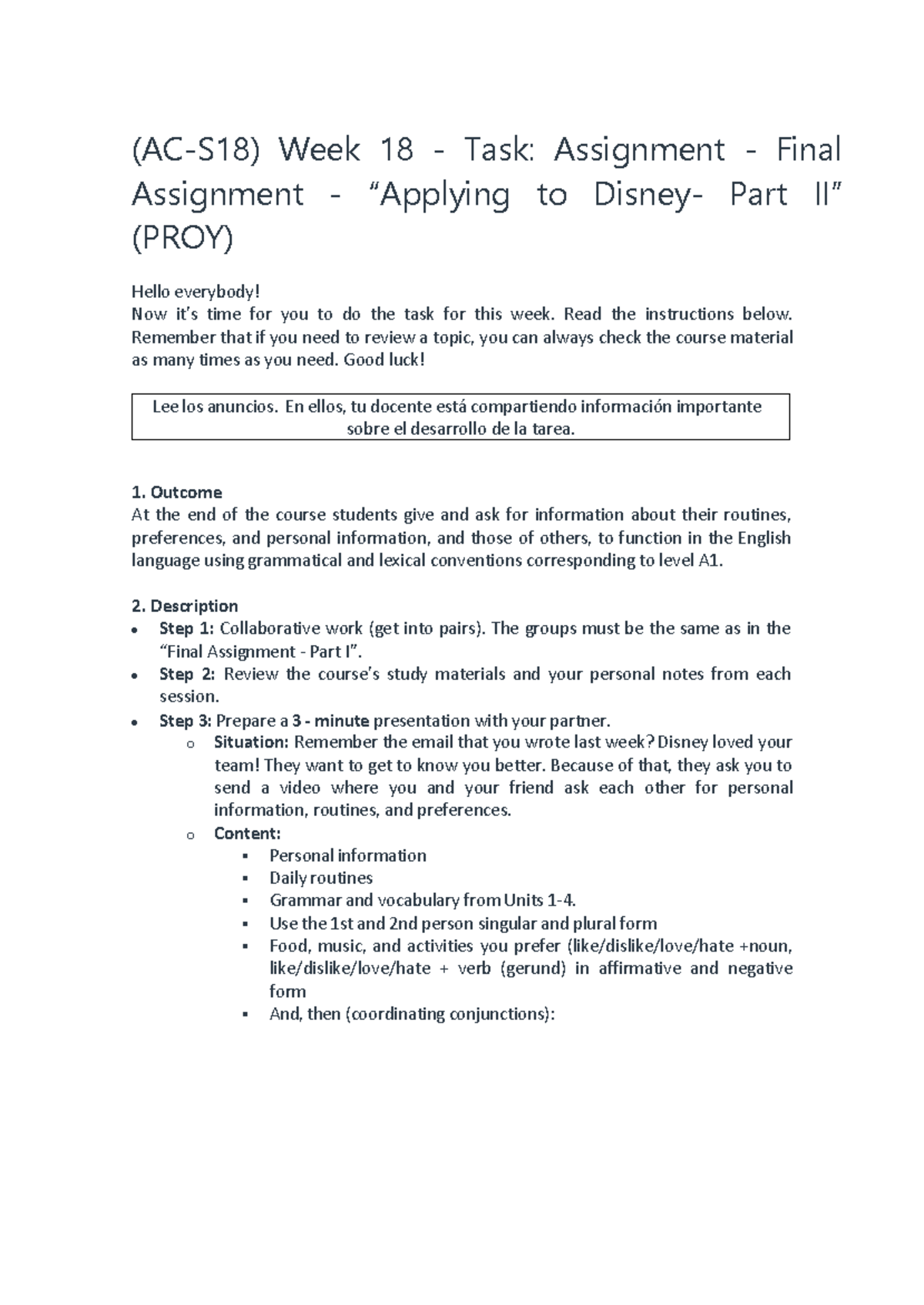 Week 18 Task: Final Assignment Instructions (PROY) - Studocu
