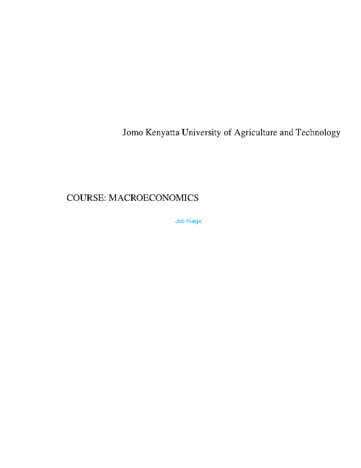 Macroeconomics Notes - Key Concepts and Models (Course: MACROECONOMICS ...