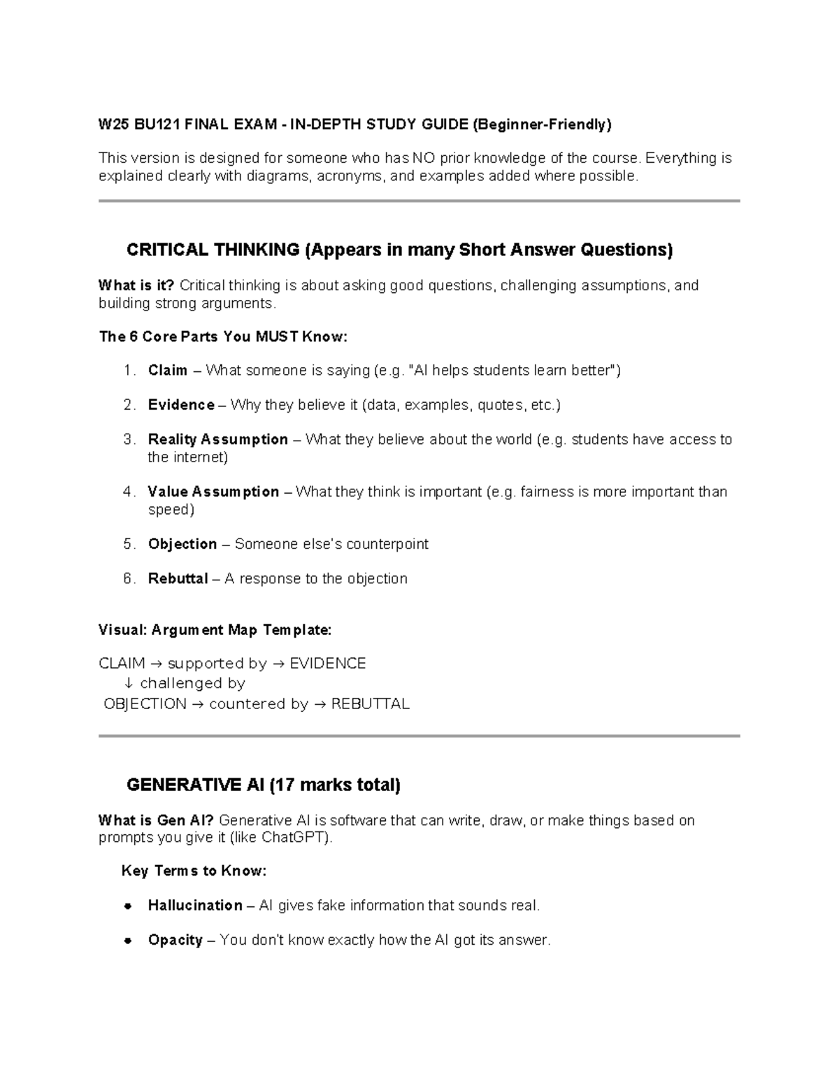 W25 BU121 Final Exam Study Guide: Essential Concepts & Strategies - Studocu
