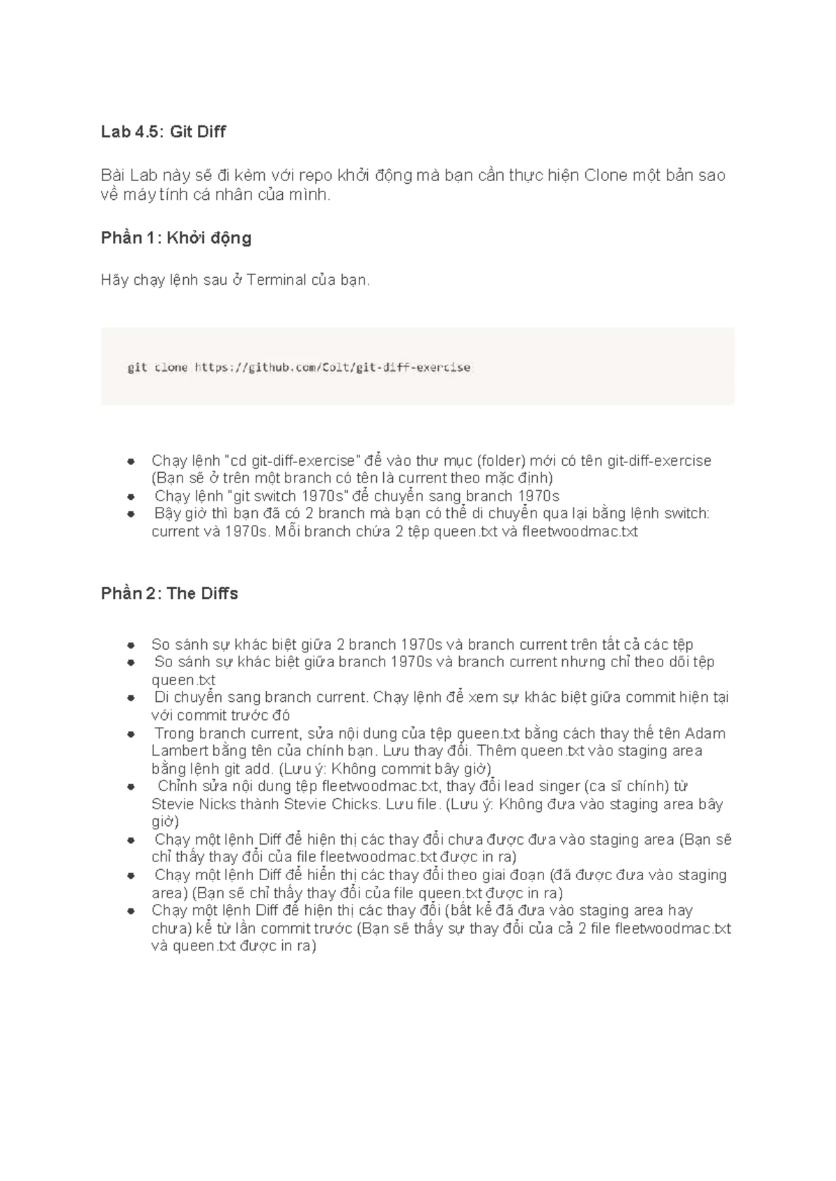 Lab 4.2: Hướng dẫn sử dụng các lệnh git cơ bản - Phần 1 - Studocu