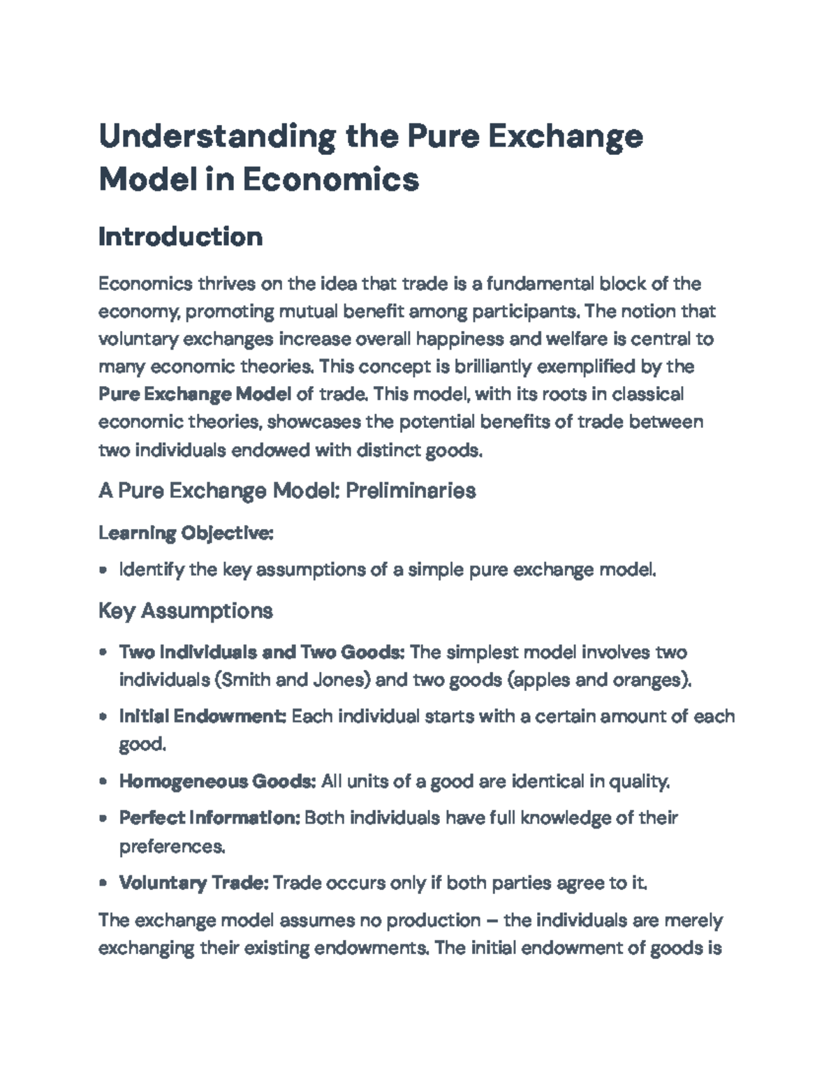 Understanding the Pure Exchange Model in Economics: Principles ...