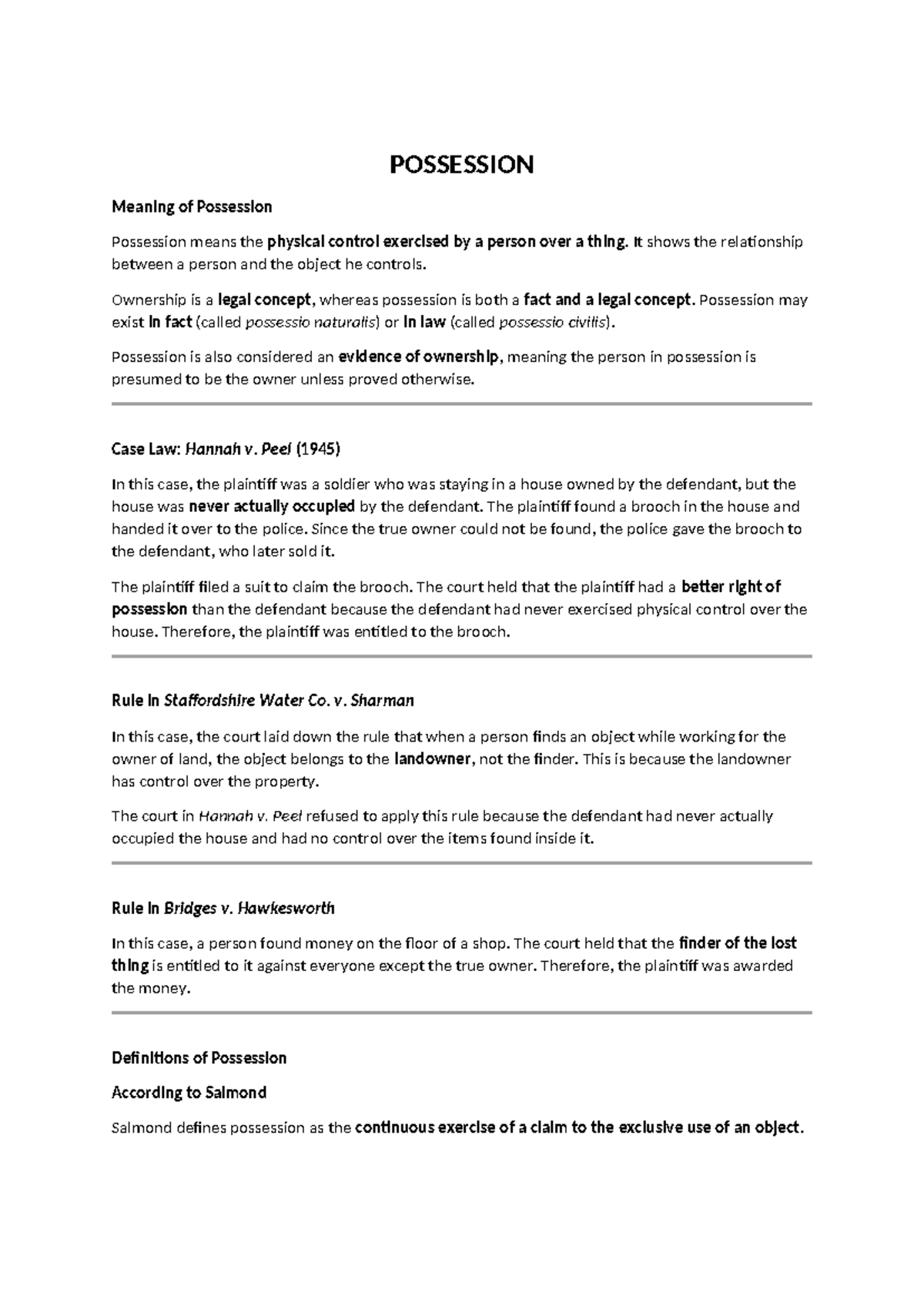 POS 101: Understanding the Meaning and Types of Possession - Studocu