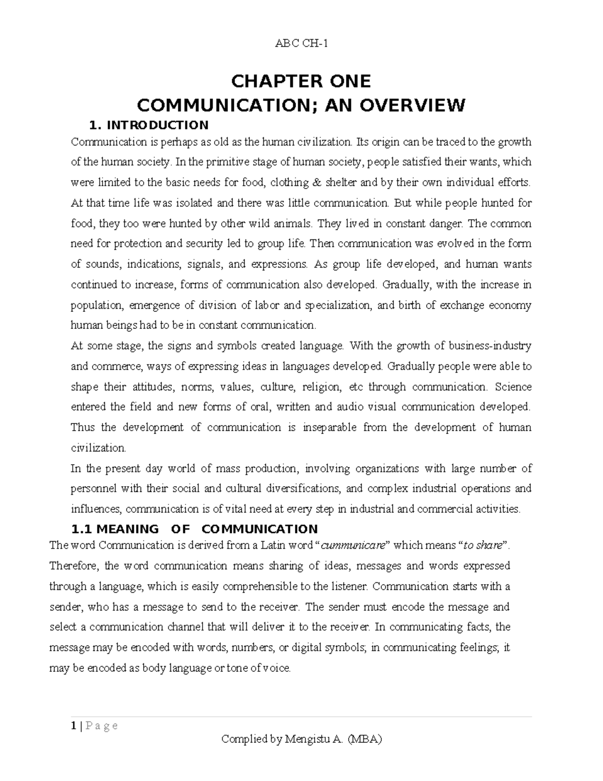 ABC CHAPTER ONE: AN OVERVIEW OF COMMUNICATION - Studocu