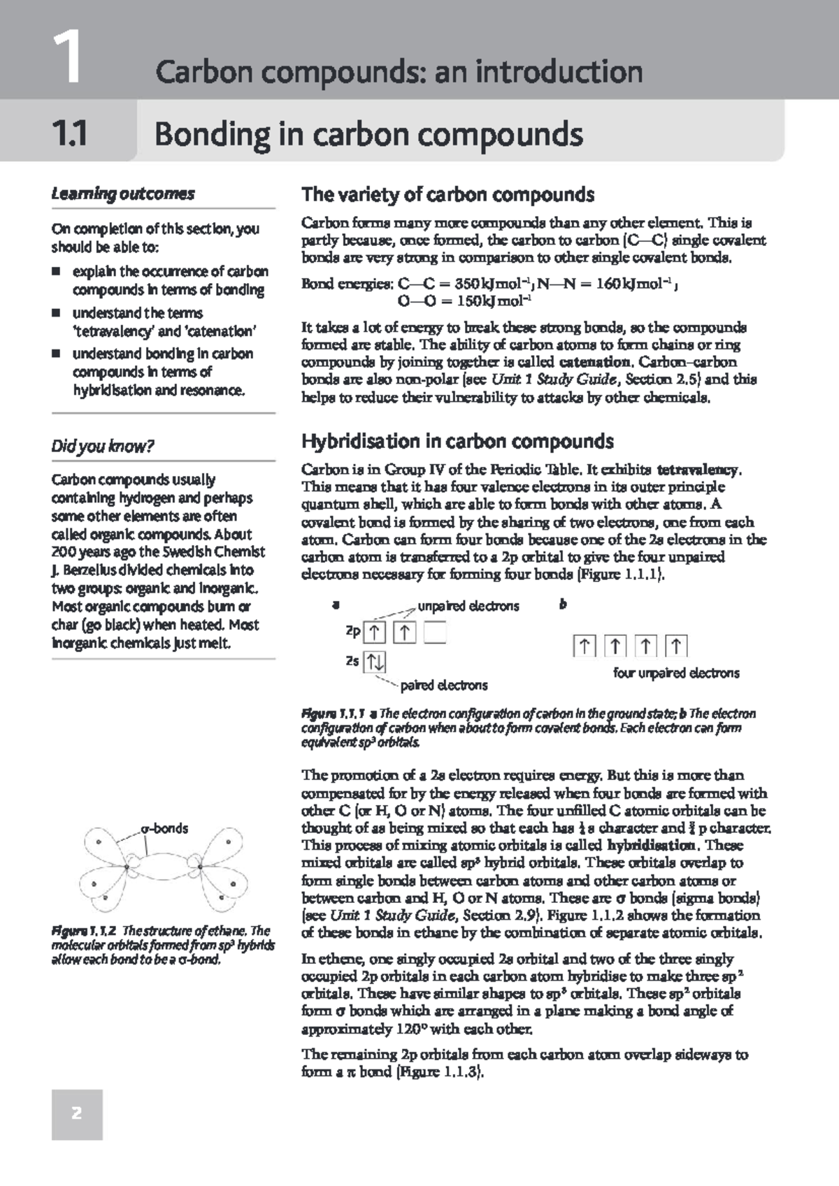 Unit 2 Chemistry 260129: Carbon Compounds and Bonding Overview - Studocu