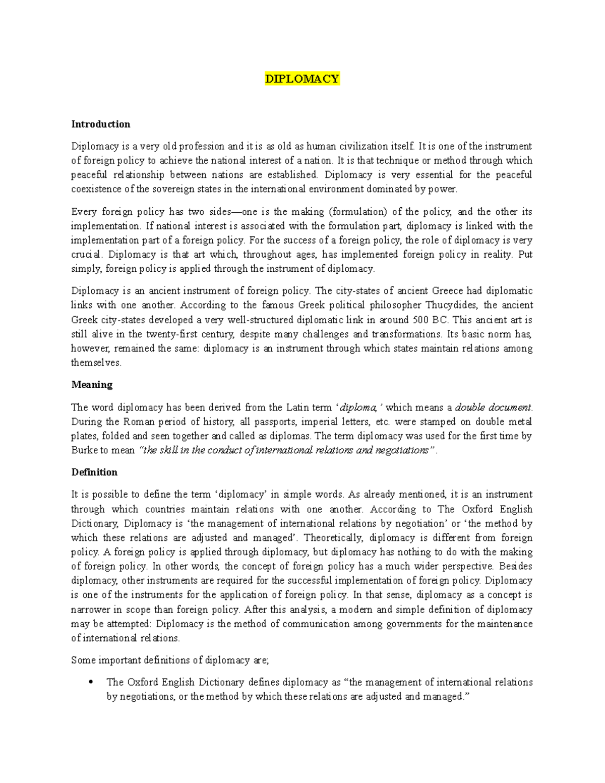 DIPLOMACY 7th Edition: Understanding the Art of International Relations ...