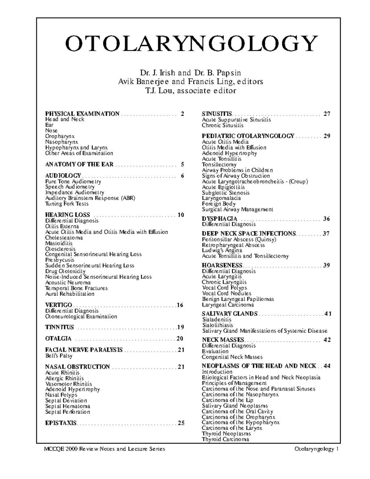 ENT - Lecture Notes on Otolaryngology and Audiology Topics - Studocu