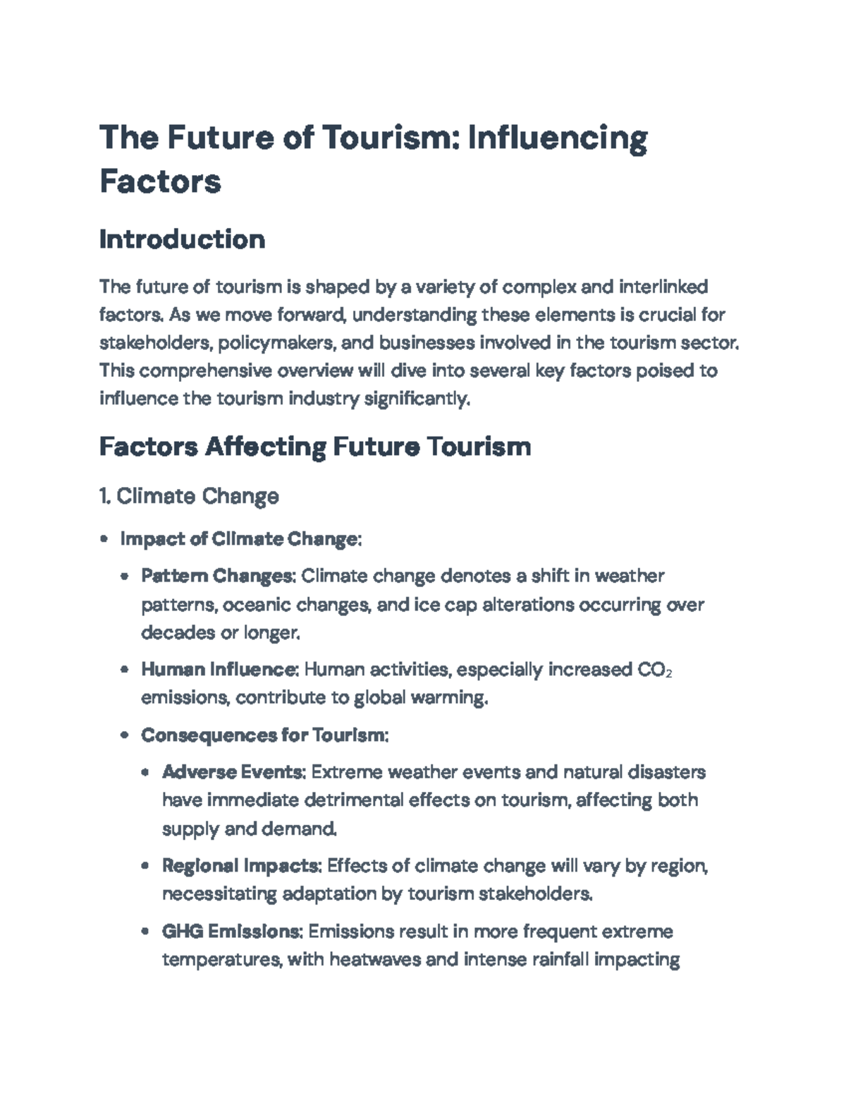 The Future of Tourism: Key Influencing Factors and Challenges - The ...