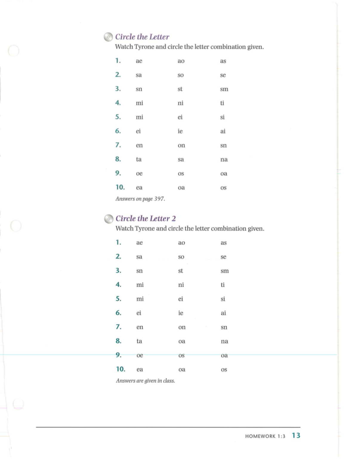 1.3 HW - Class Notes on Letter Combinations Activities - Studocu