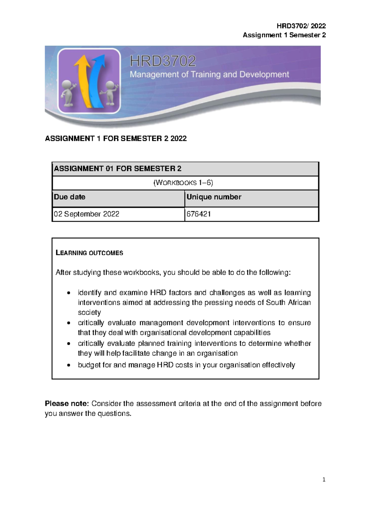 HRD3702 Assignment 1: Addressing HRD Challenges in South Africa 2022 ...