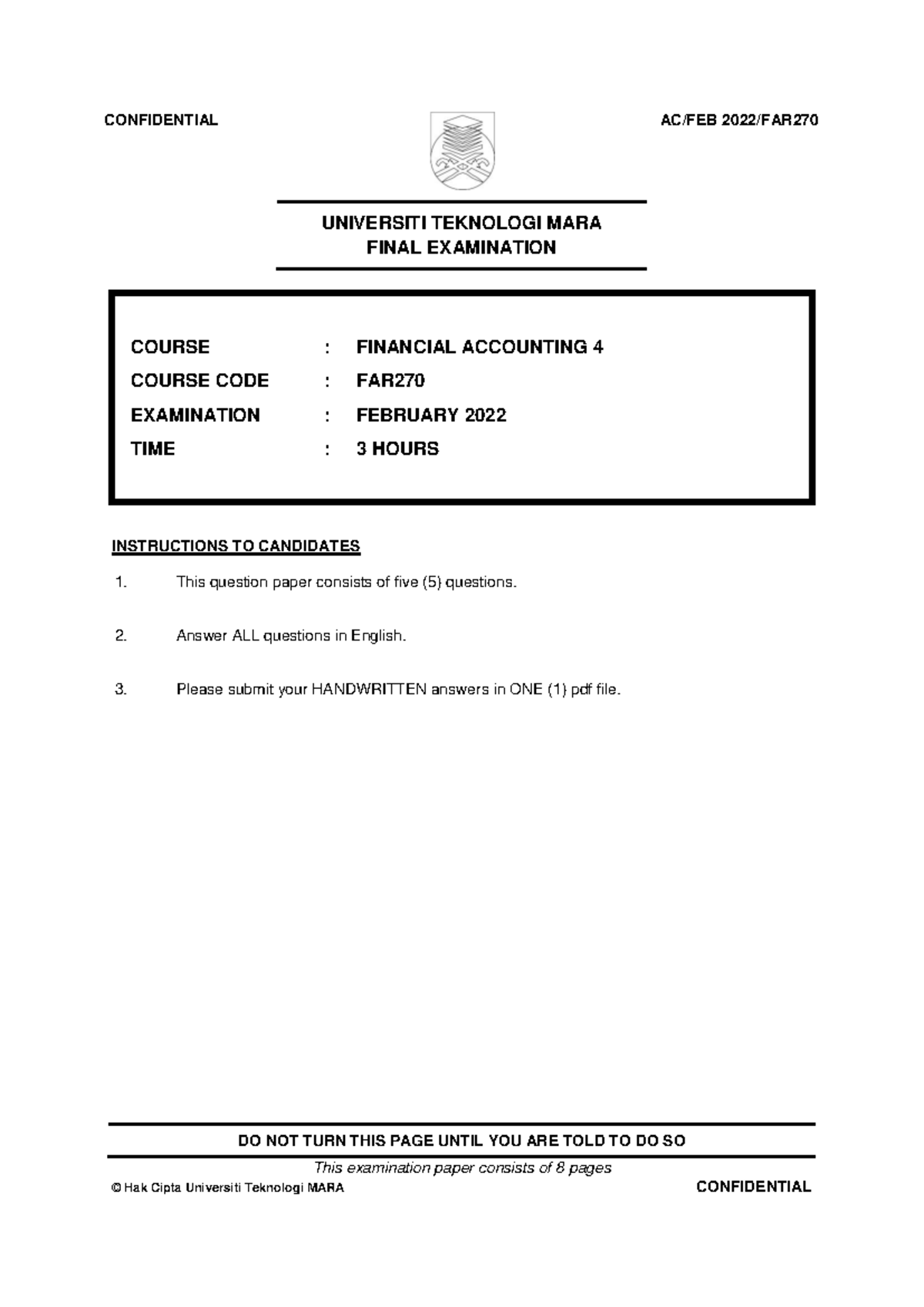 FAR 270 Final Exam Questions & Answers - February 2022 - Studocu