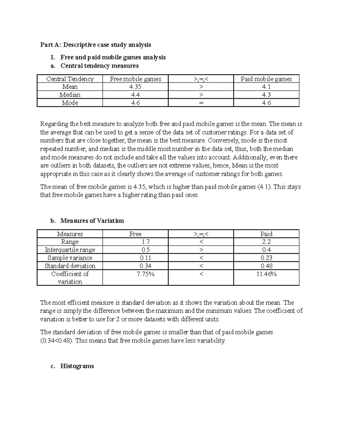 Assignment 1 Case study analysis - Part A: Descriptive case study ...