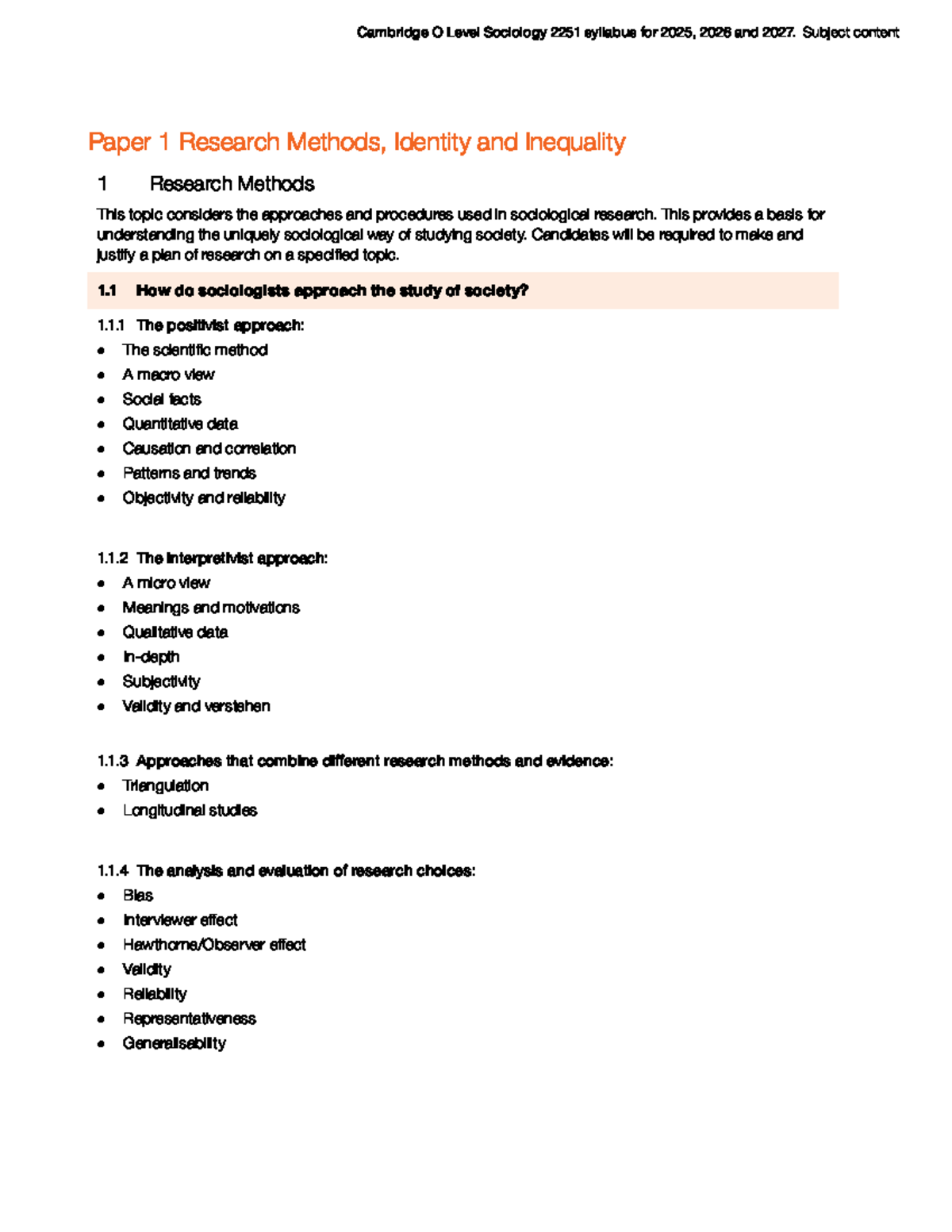 Cambridge O Level 2251 Sociology Syllabus Overview (2025-2027) - Studocu