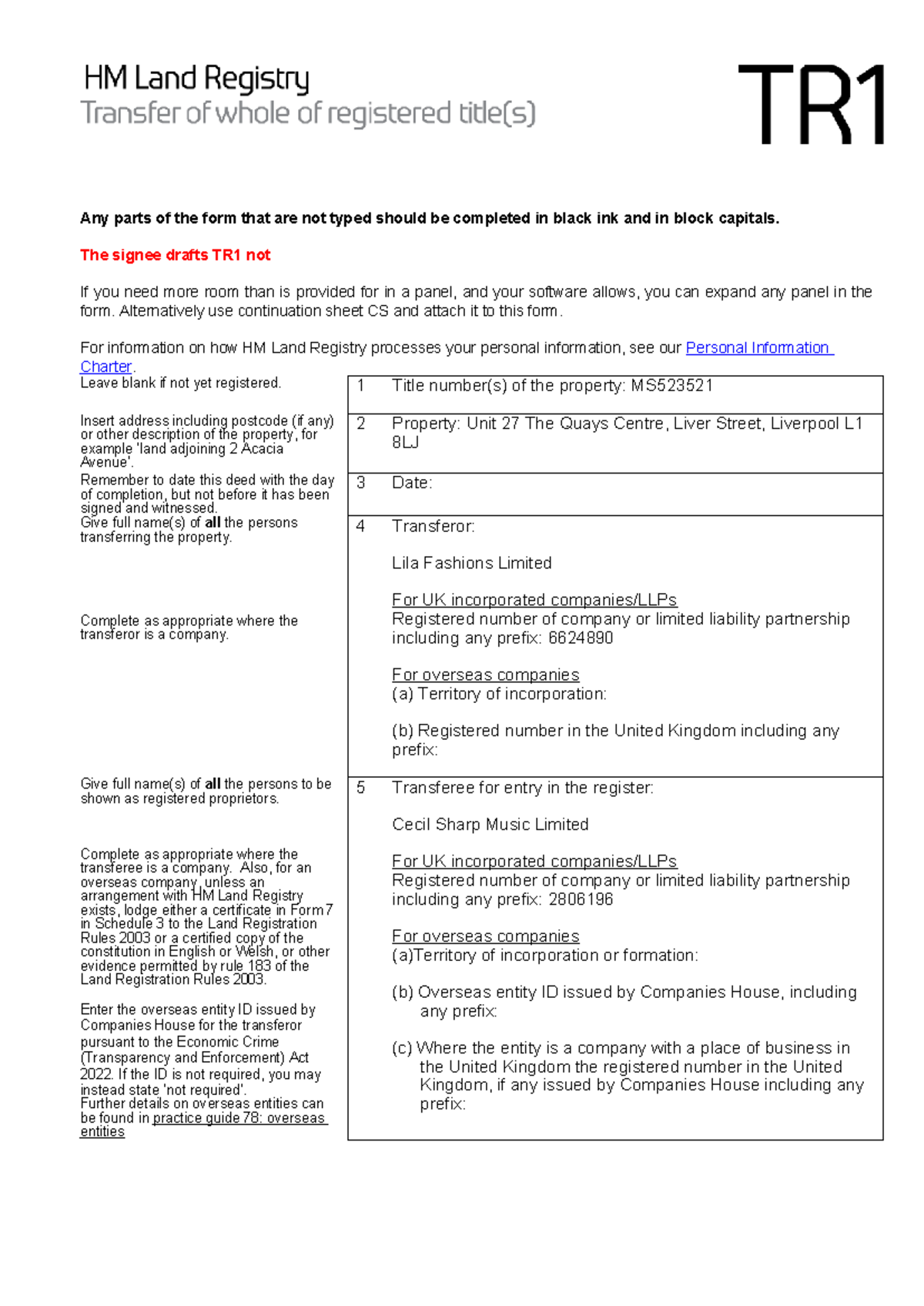 Unit 14 - Task 2: Real Estate Transfer Form Instructions - Studocu