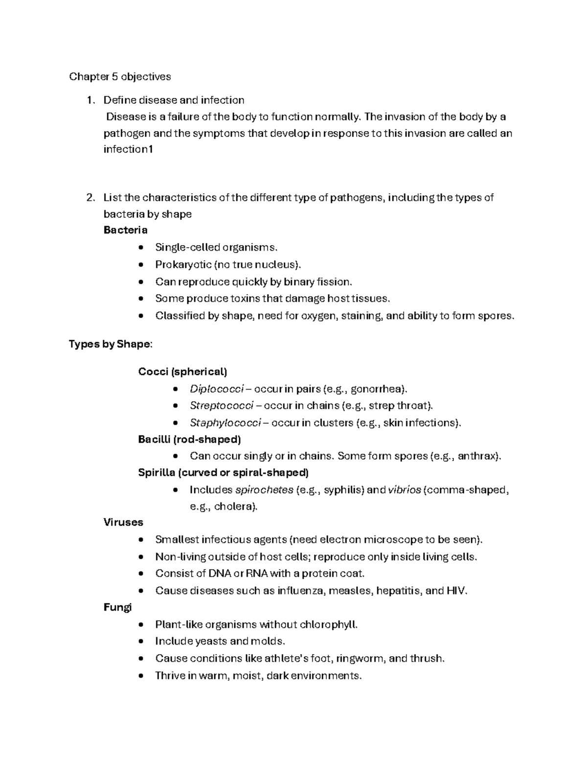 Chapter 5 Objectives: Understanding Disease, Infection, and Pathogens ...