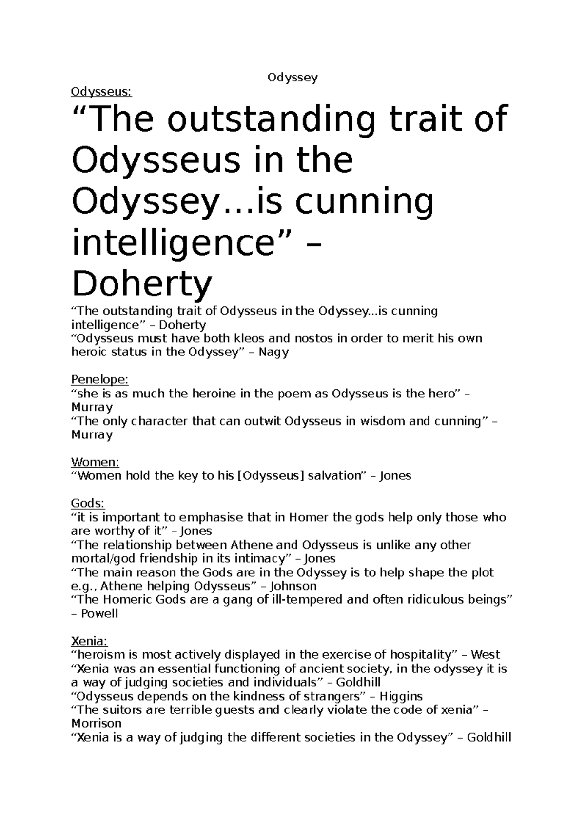 Odyssey Analysis: Key Traits & Themes in the Epic Hero's Journey - Studocu