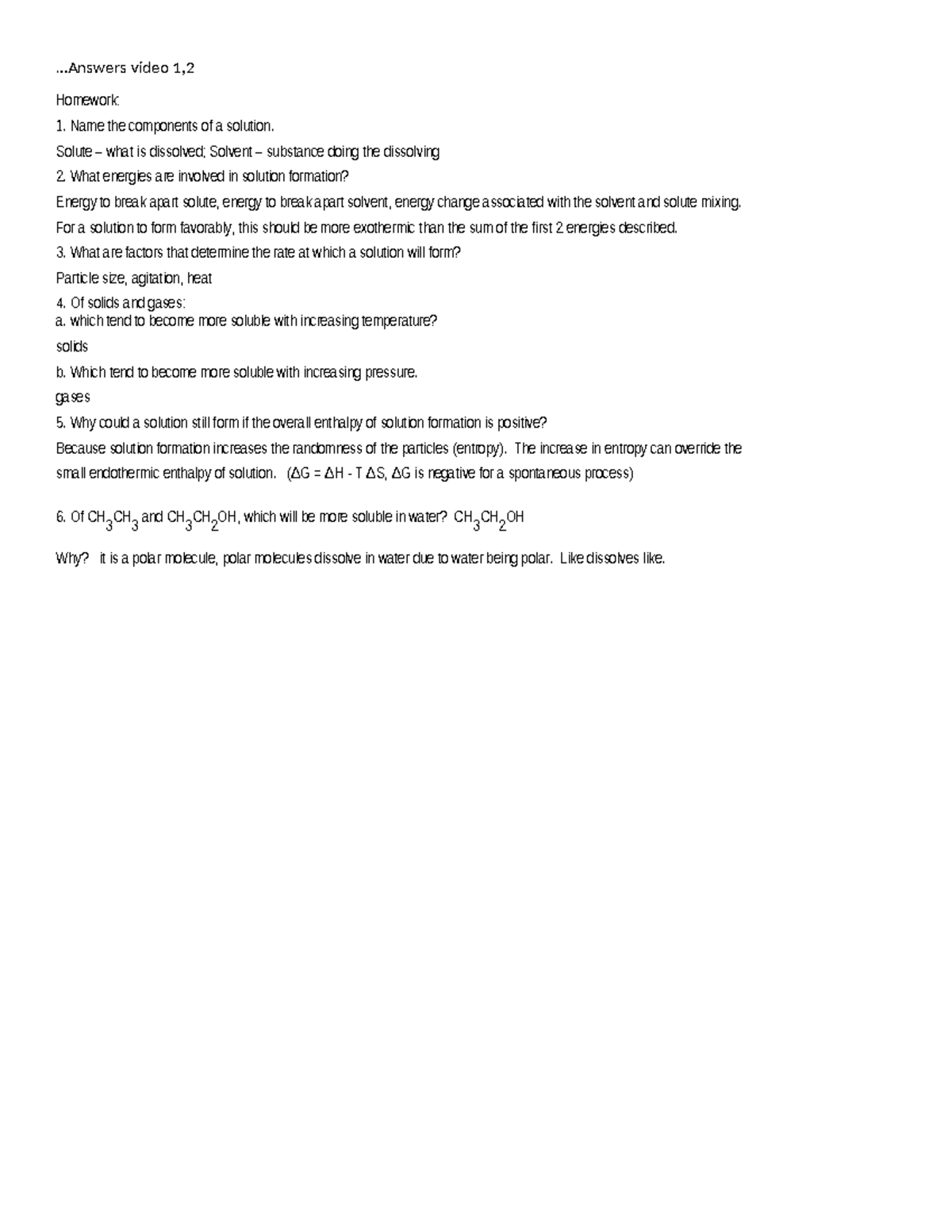 Unit 12 Homework Answer Keys: Solutions and Properties - Studocu
