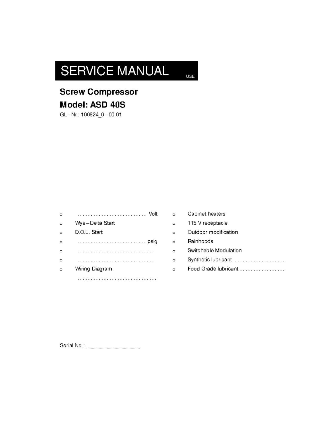 Kaeser ASD40S Compressor Service Manual: Installation & Operation Guide - Document Preview