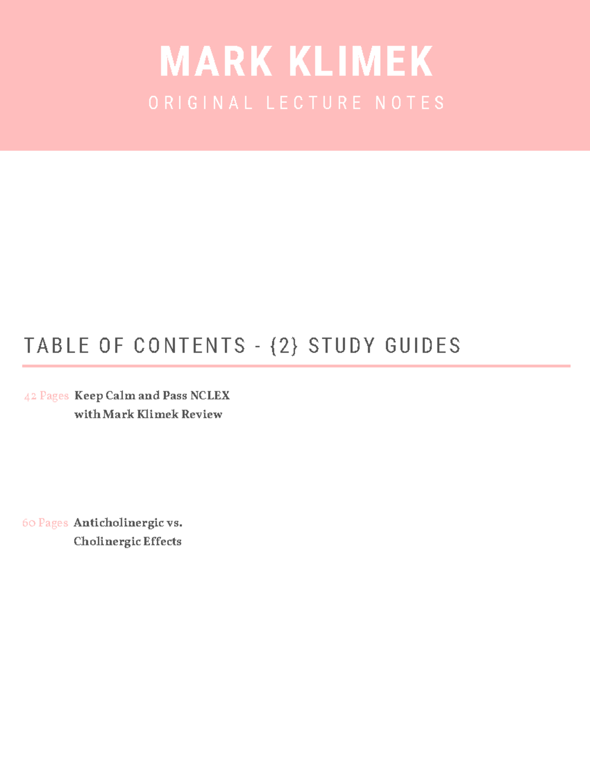Mark Klimek NCLEX Final Lecture Notes Study Guide - Document Preview