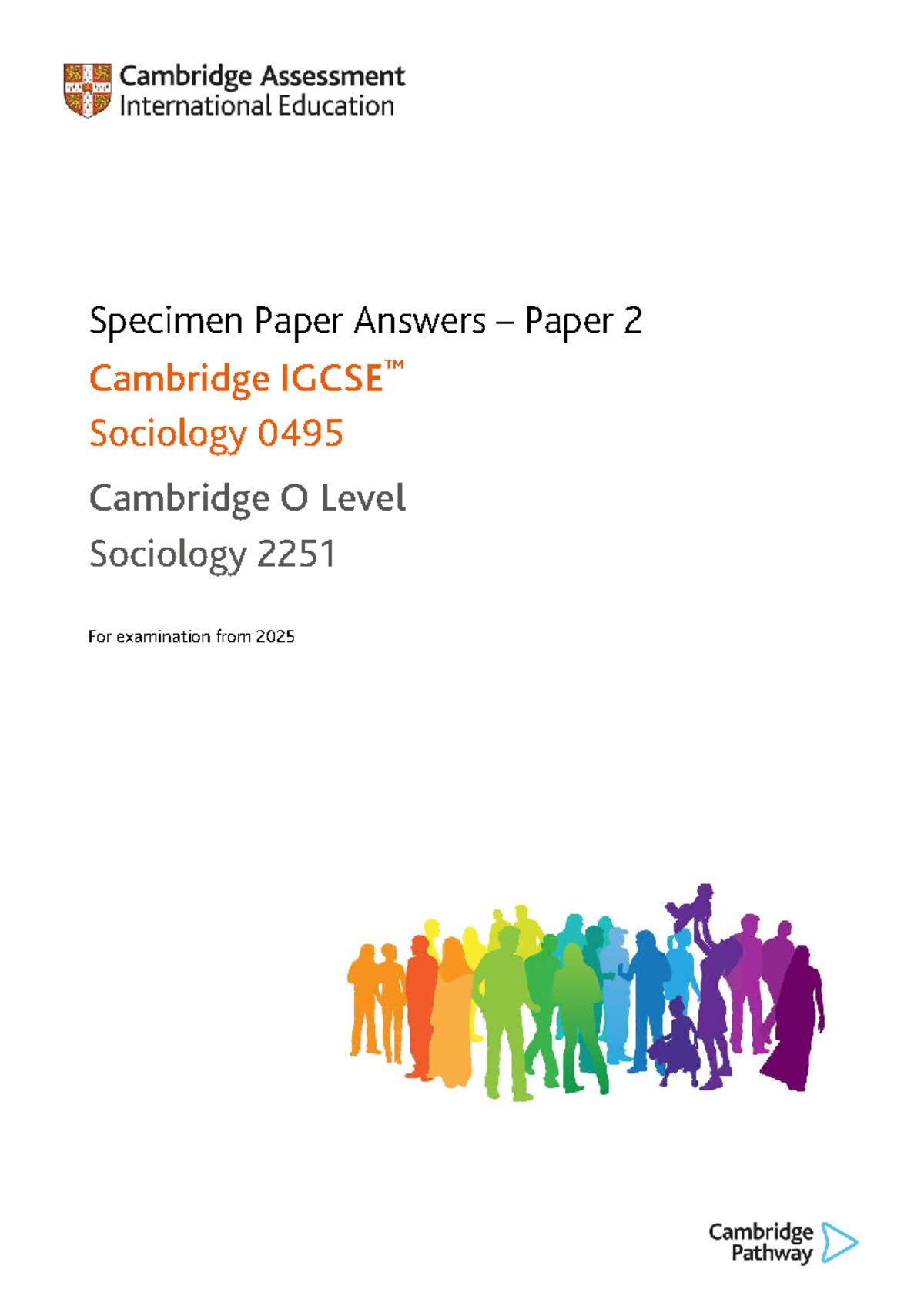 0495 Cambridge O Level Sociology Specimen Paper 2 Answers (2025) - Studocu