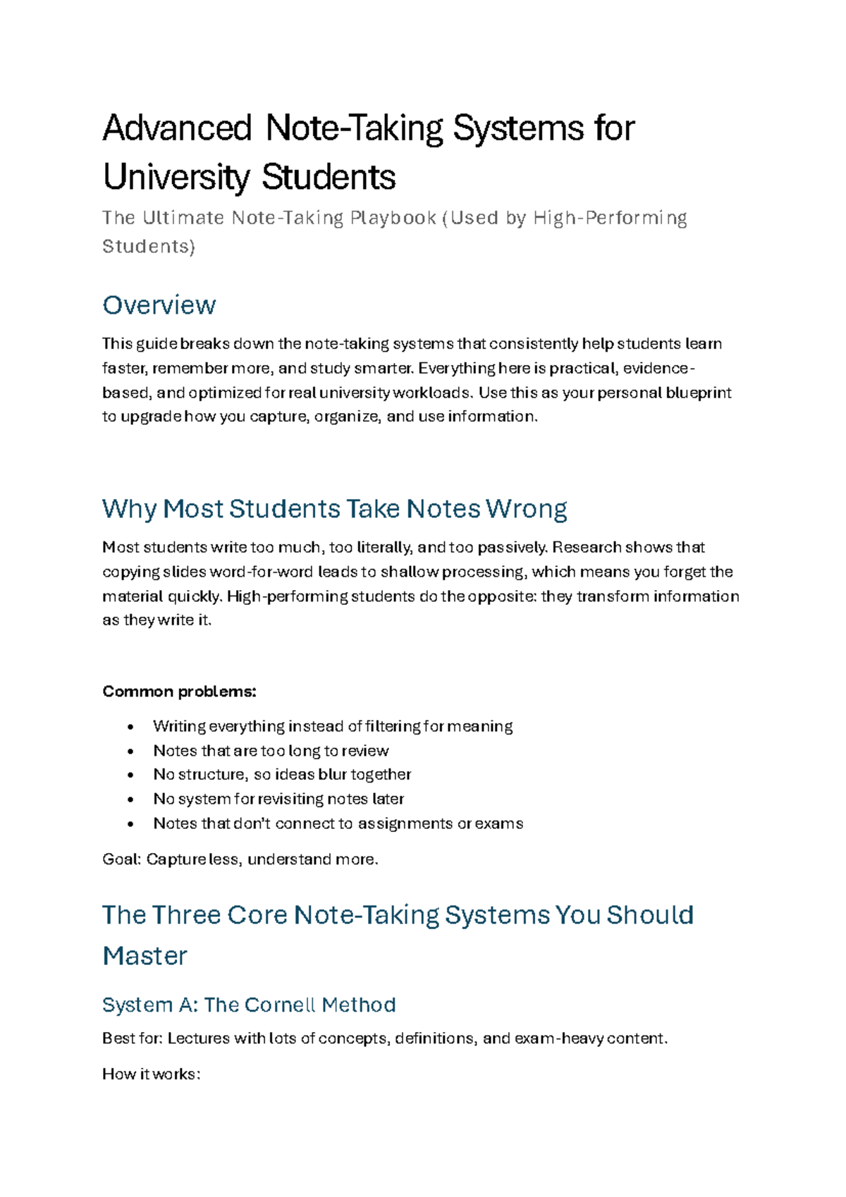 Advanced Academic Note Taking: The Ultimate Guide for Students - Studocu
