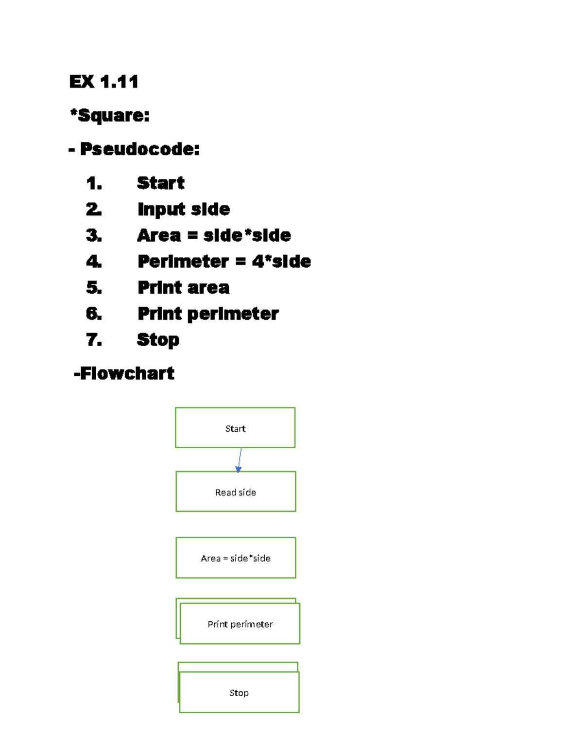 EX 1 - sdfsdffds - Tiếng Anh 3 - EX 1. *Square: - Pseudocode: 1. Start ...