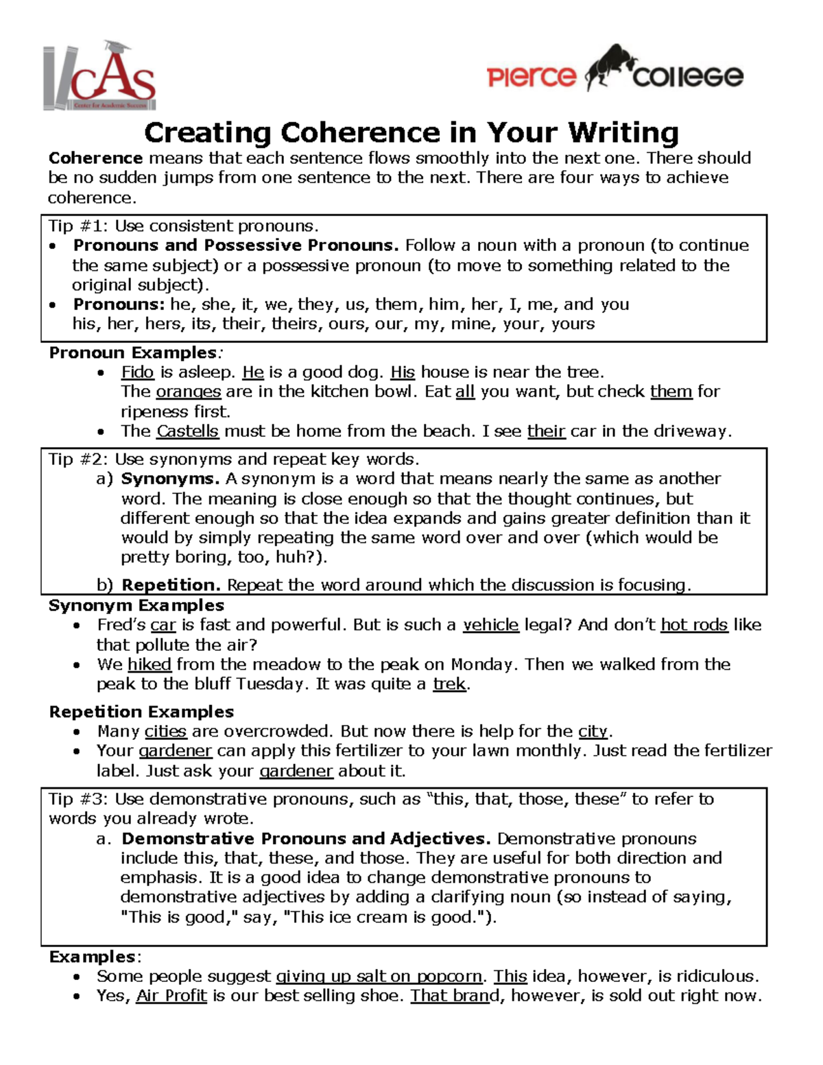 Coherence IN Writing - Creating Coherence in Your Writing Coherence ...