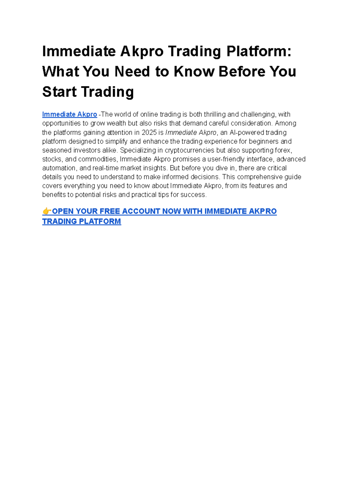 Immediate Akpro Trading Platform Review: Key Insights for 2025 - Studocu