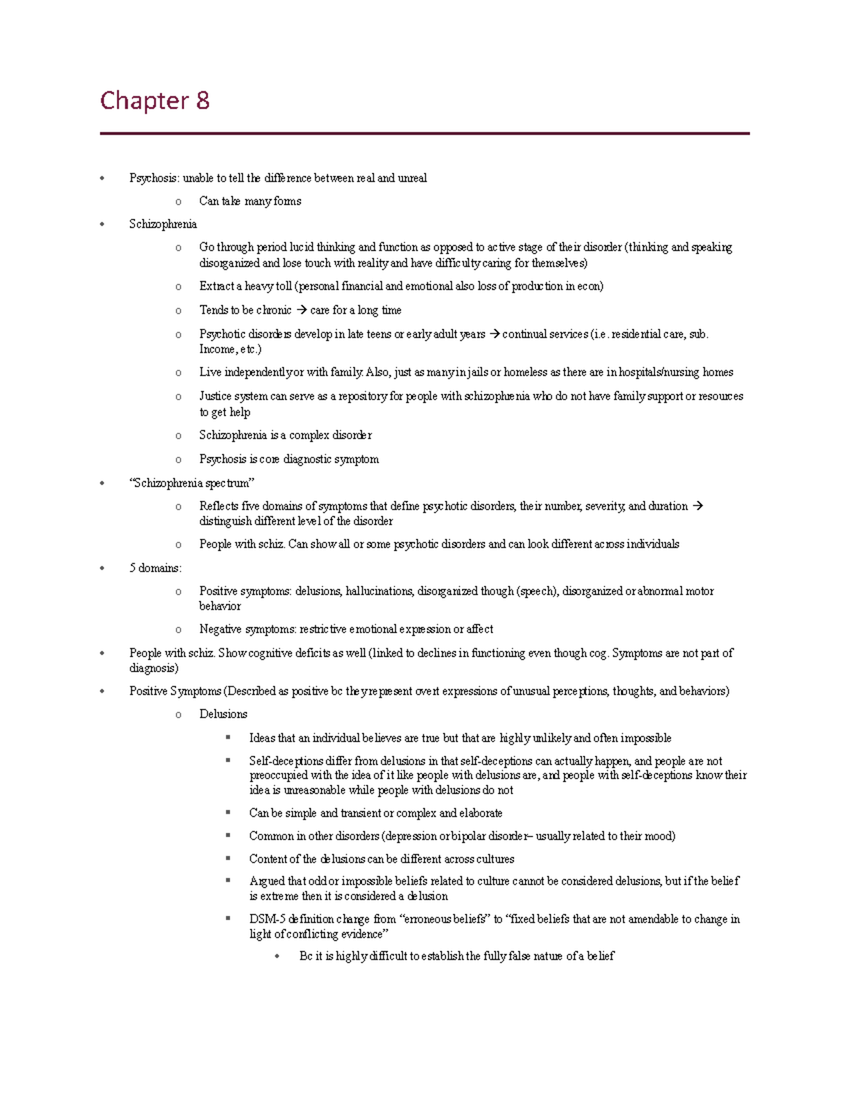 Chapter 8 - Book Notes on Schizophrenia and Psychotic Disorders - Studocu