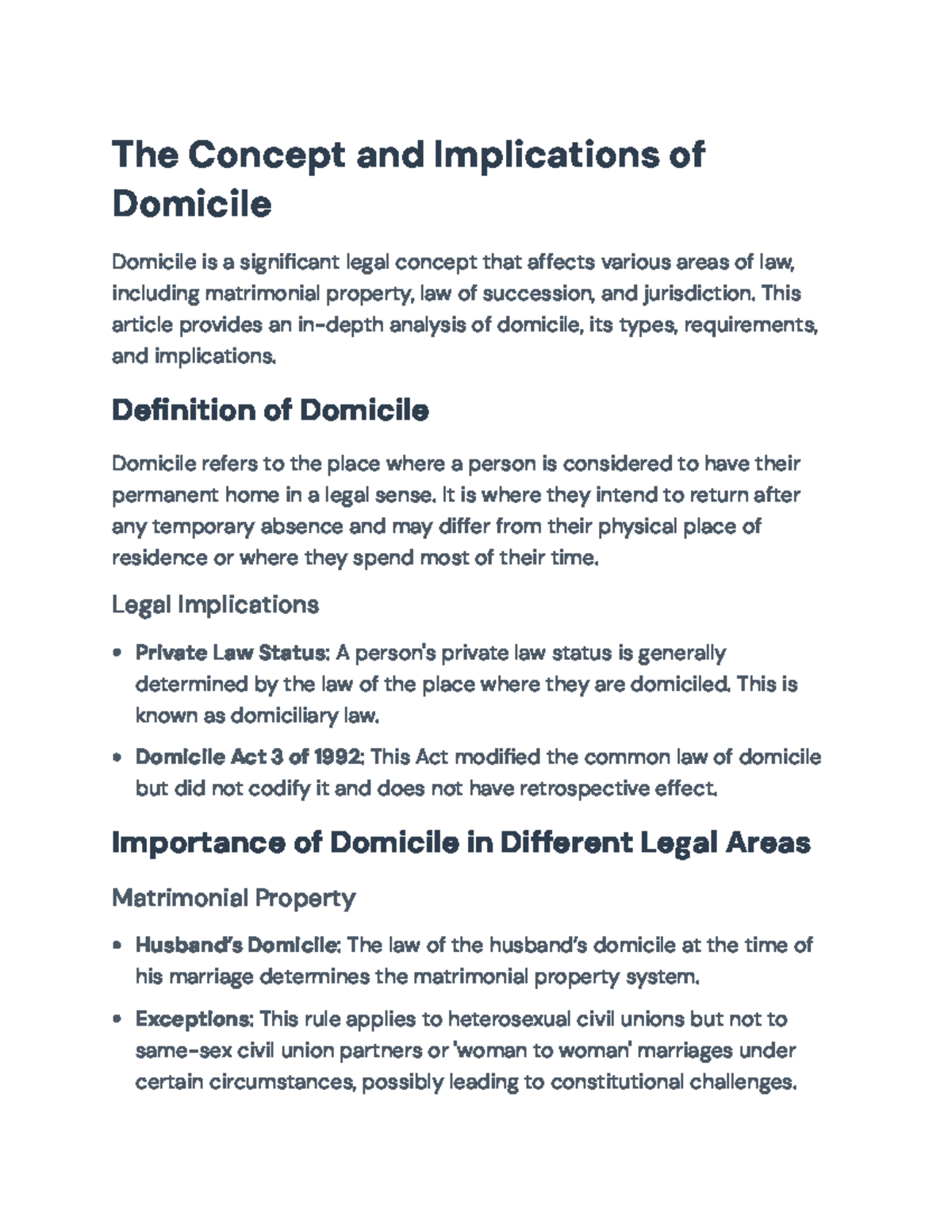 Domicile: Legal Concepts, Implications, and Jurisdiction Insights - The ...