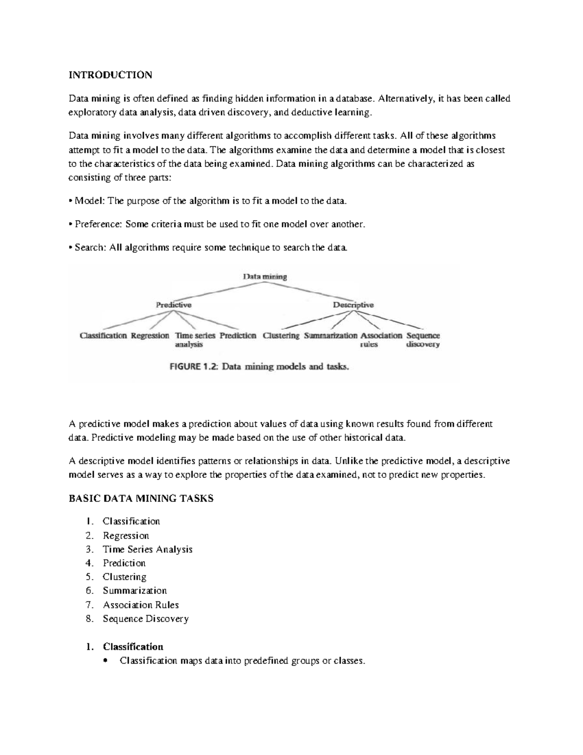 DATA Mining Unit I: Concepts, Algorithms, and Applications - Studocu