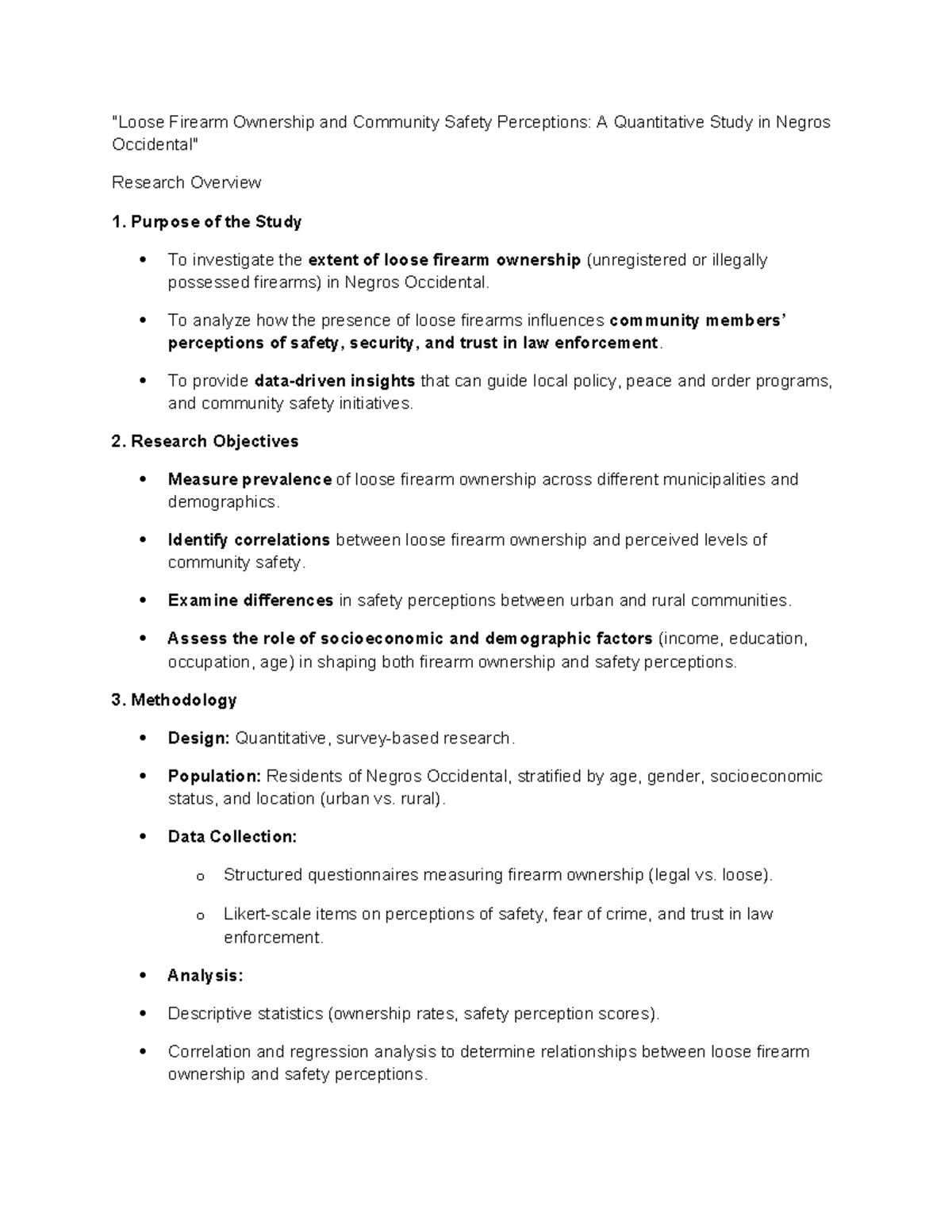 Quantitative Study on Loose Firearm Ownership & Safety Perceptions in ...