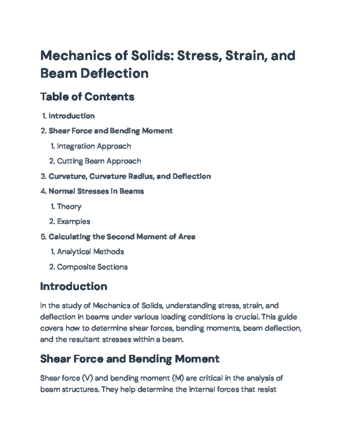 Mechanics of Solids Overview: Stress, Strain, & Beam Deflection - Studocu