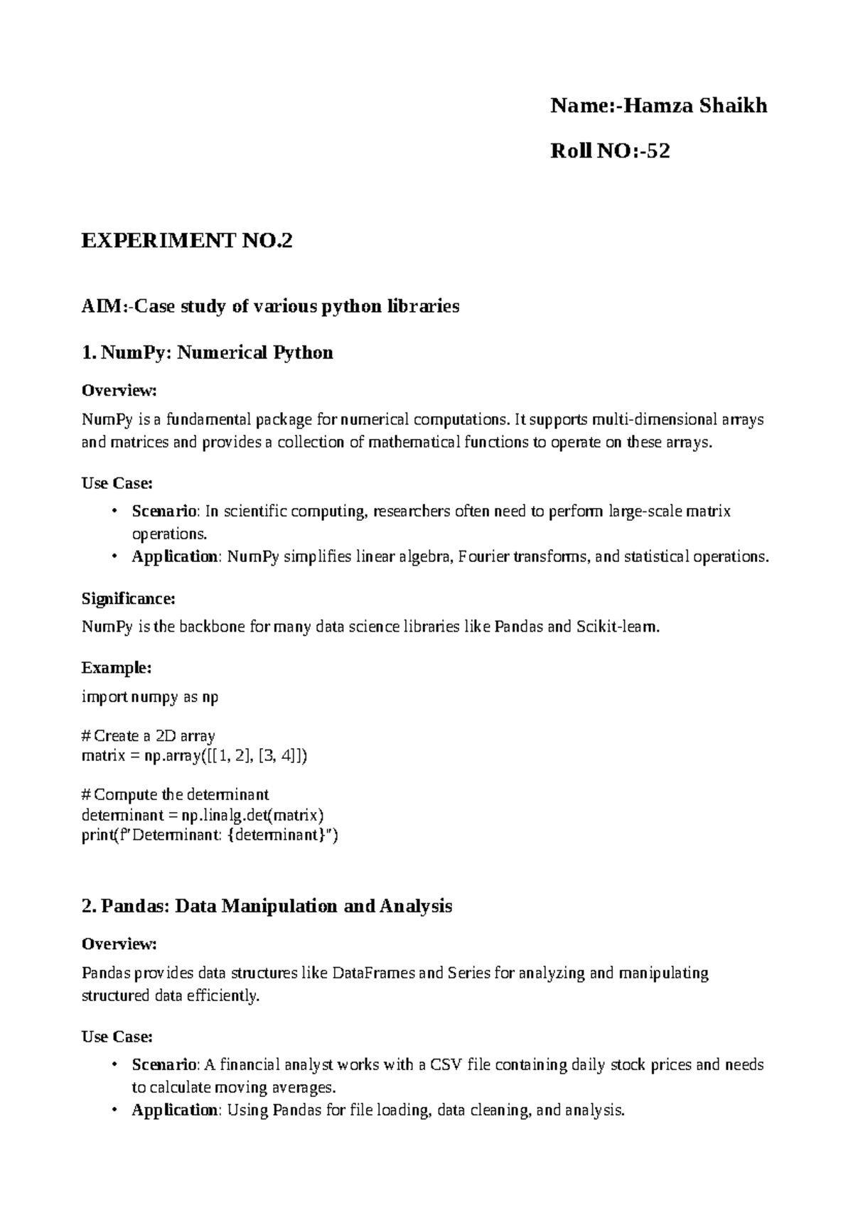 DL EXP2H - Case Study Notes on Python Libraries and Their Use Cases ...