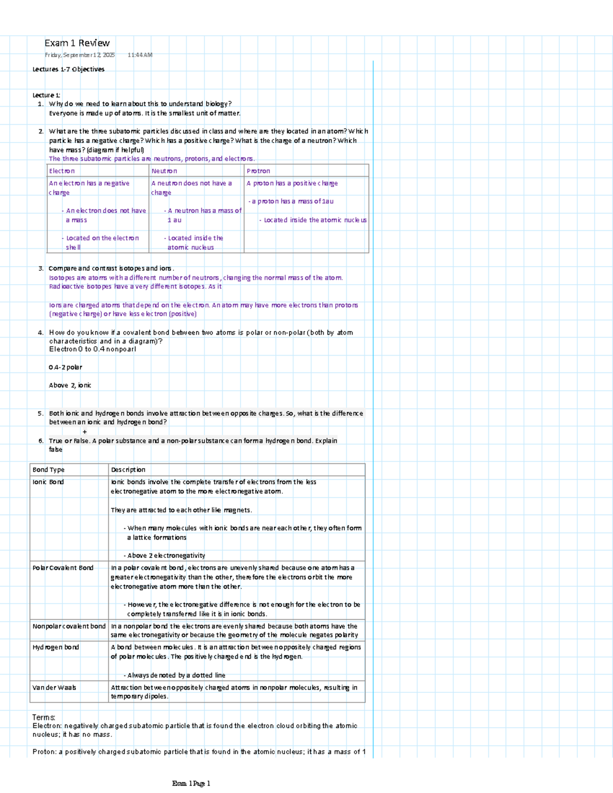 BIO 101: Exam 1 Review - Key Concepts and Lecture Highlights - Studocu