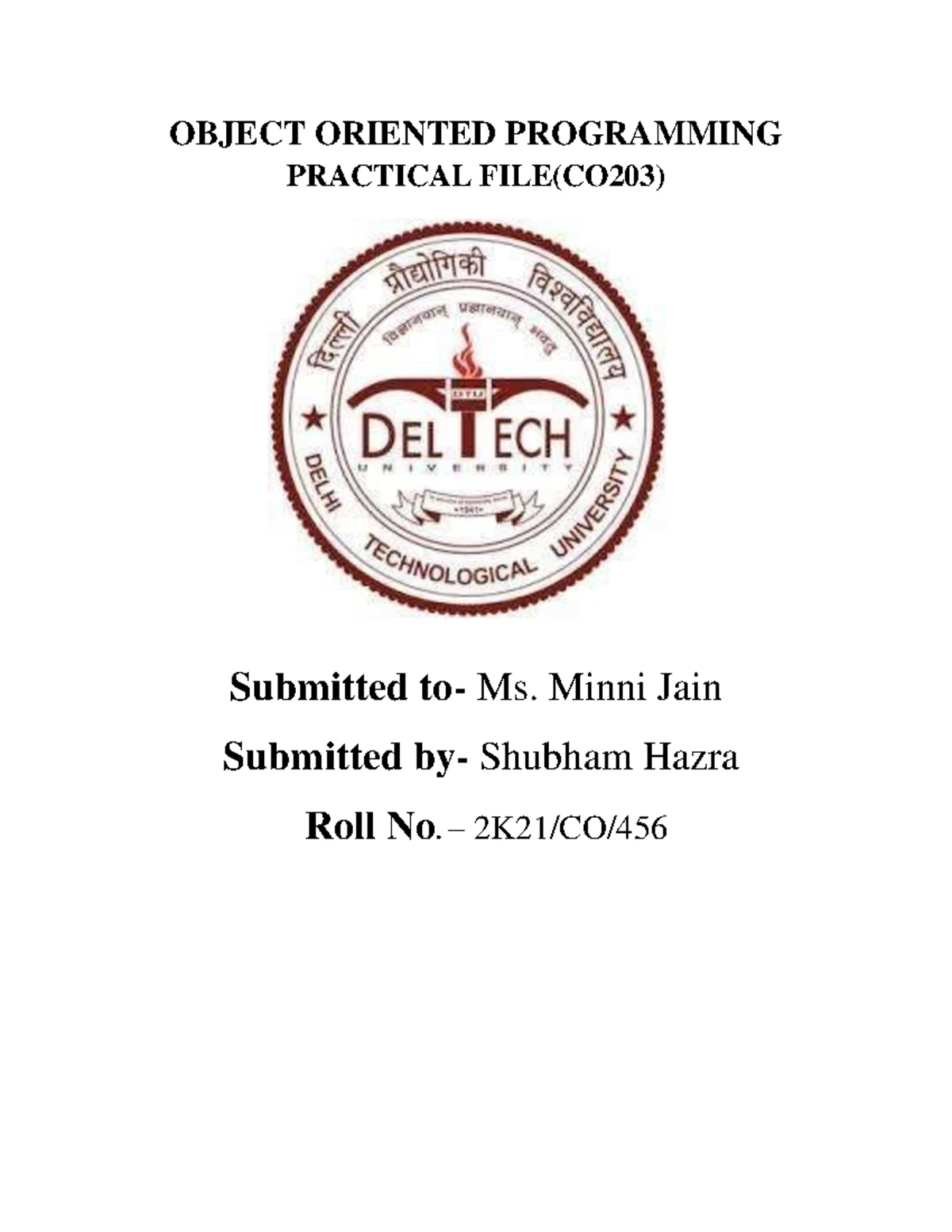 MC 307 Lab Report: Practical Exercises in Object-Oriented Programming ...