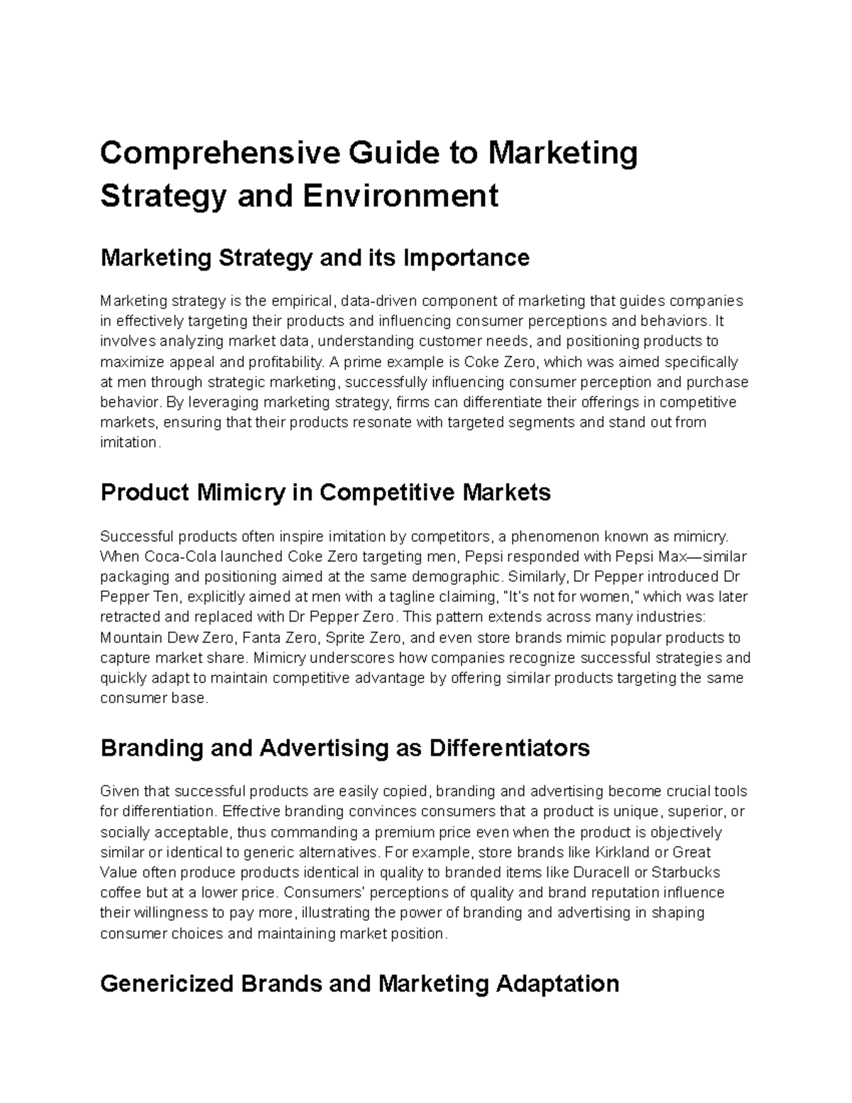 Marketing Strategy and Environment: A Comprehensive Overview (MKT 101 ...