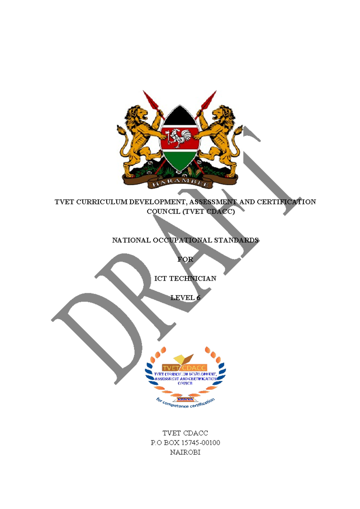 ICT Technician Occupational Standards Level 6 - TVET CDACC Guide - Studocu