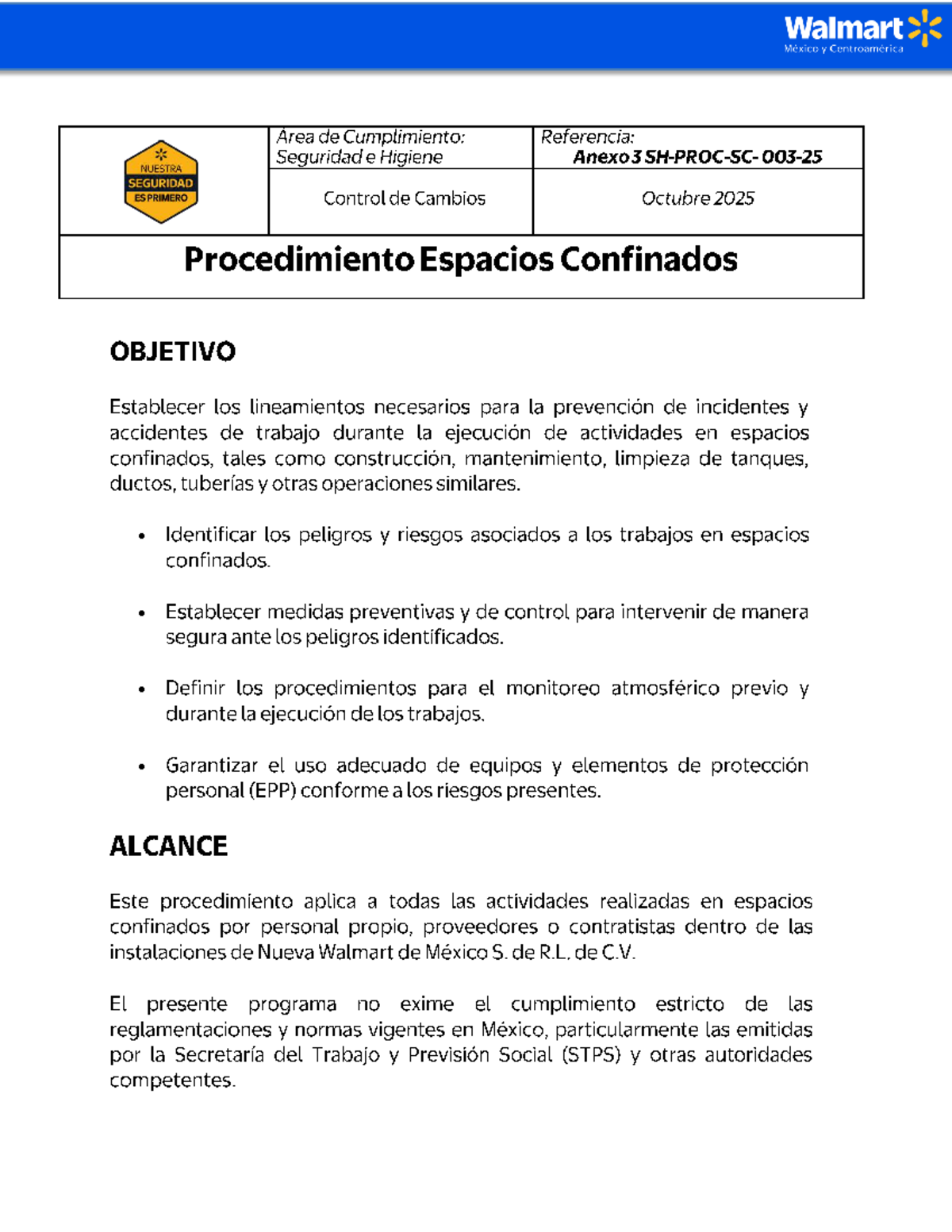 Procedimiento de Seguridad en Espacios Confinados 3. SH-PROC-SC-003-25 ...