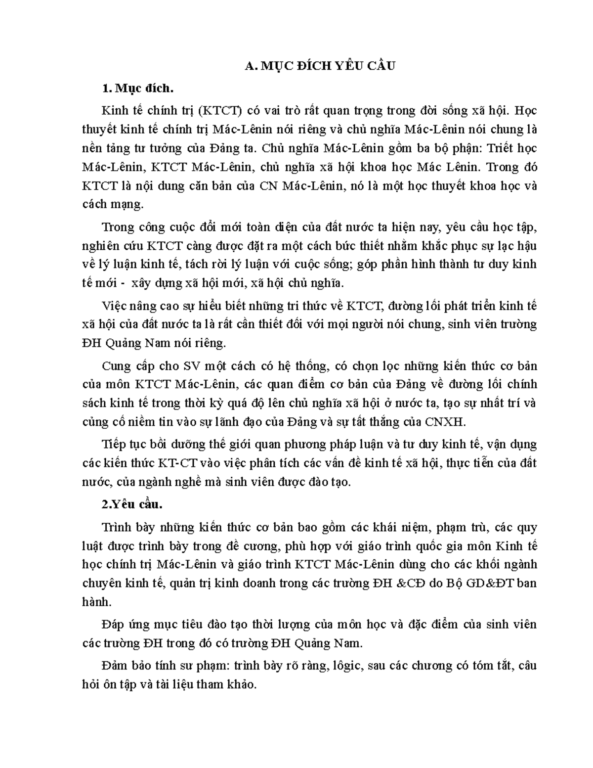 Tài liệu Hướng dẫn Học Kinh tế Chính trị Mác-Lênin cho SV ĐH Quảng Nam - Document Preview