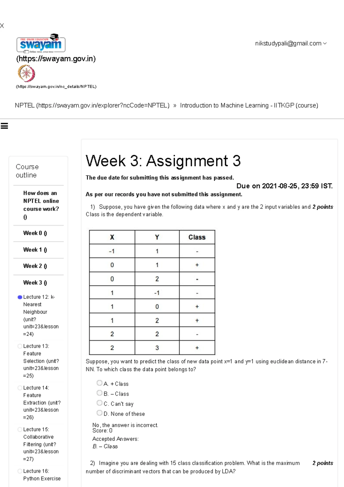 Introduction to Machine Learning - Iitkgp - Unit 7 - Week 5 - X NPTEL ...