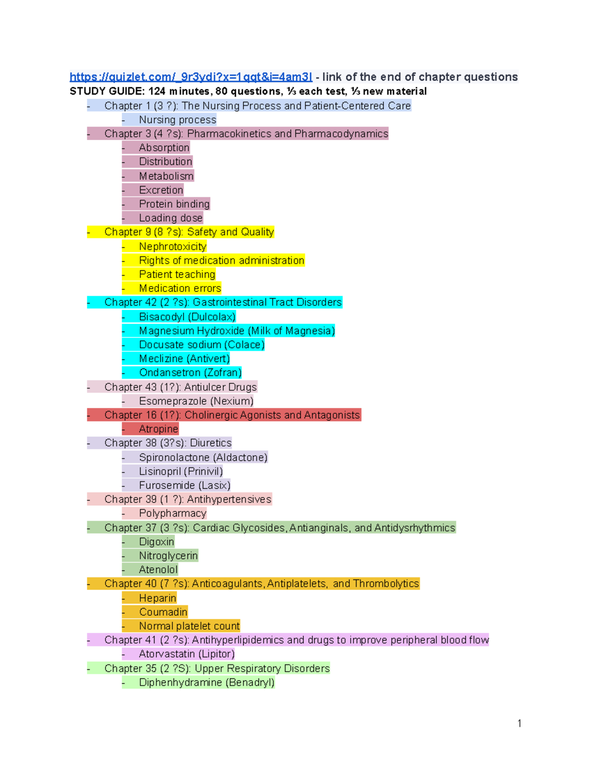 Pharm 101: Final Exam Study Guide and Key Concepts Review - Studocu