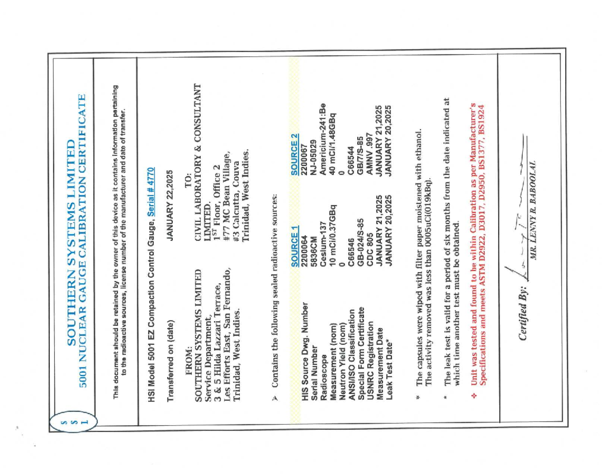 Nuclear Density Gauge Calibration Certificate - Naparima College Term 2 ...