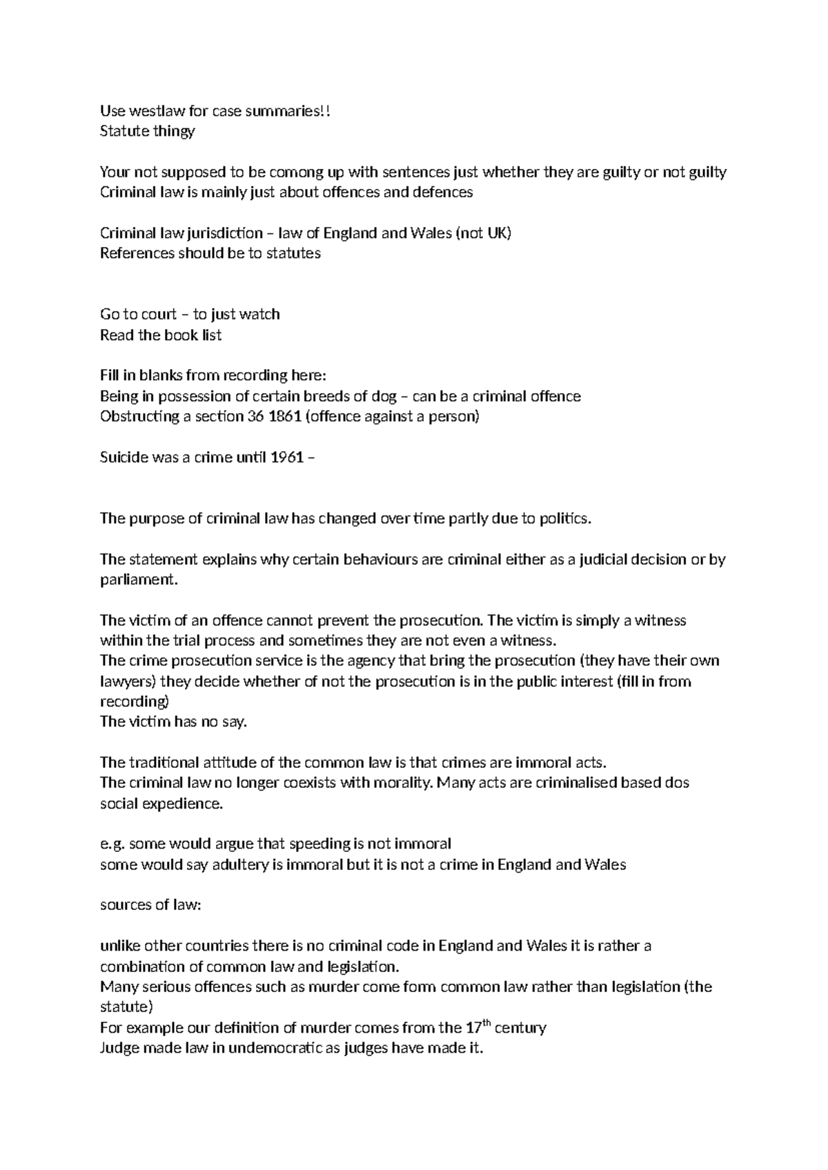 Criminal Law Notes: Key Concepts and Case Summaries (CL101) - Studocu