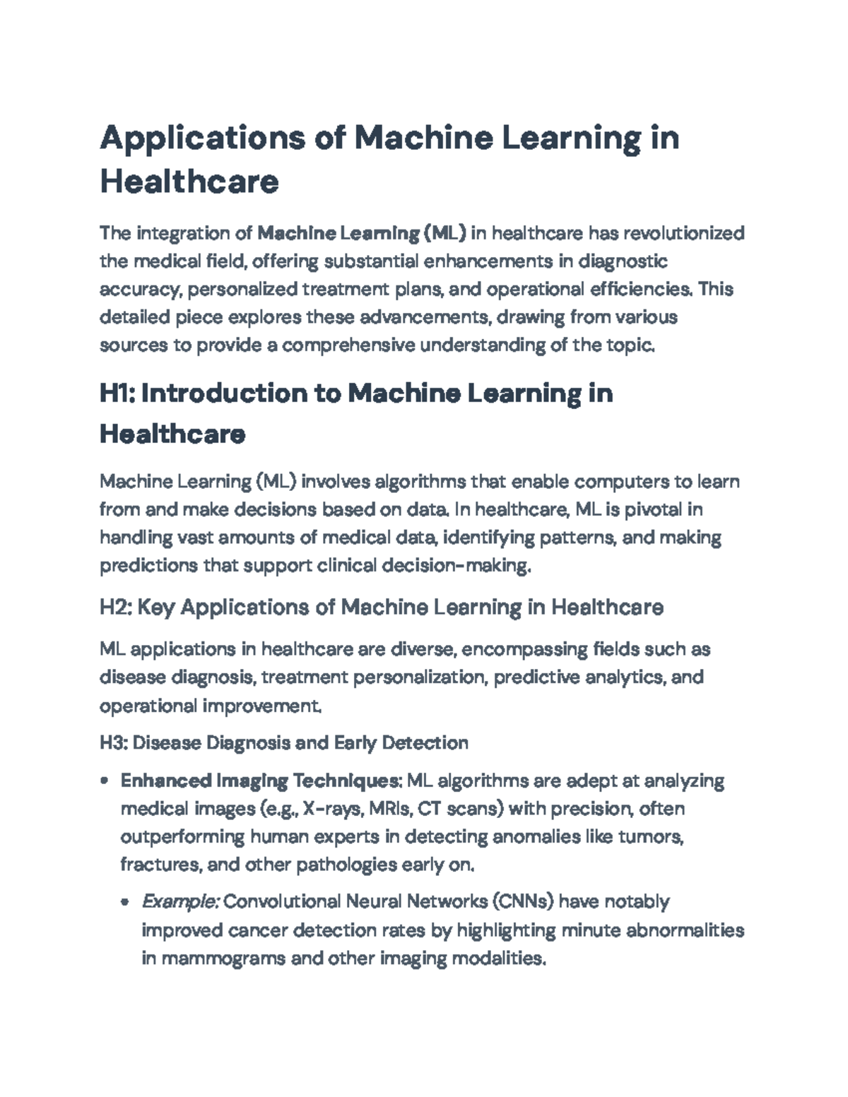 Applications of Machine Learning in Healthcare: Enhancements ...