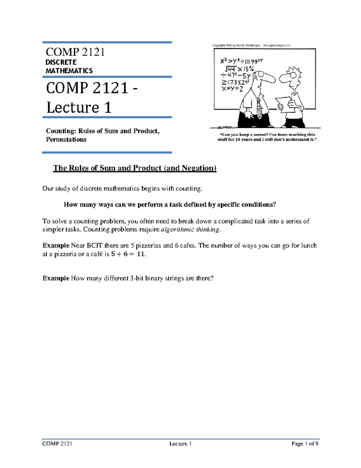 COMP 2121 Lecture 01 - Discrete mathematics - The Rules of Sum and ...