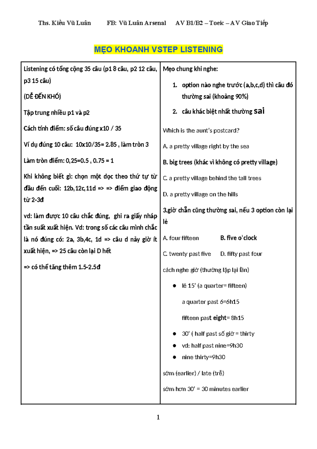 VSTEP Listening Test Strategies & Practice (7 Tests) - Studocu