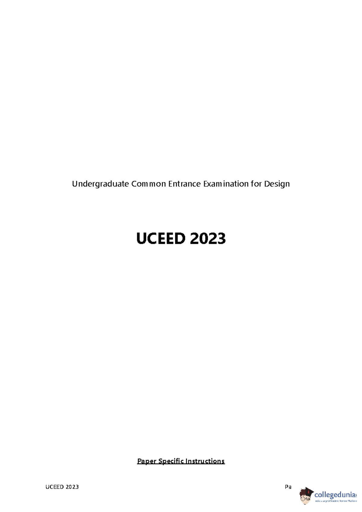 UCEED 2023 Question Paper 1: Exam Format & Marking Scheme Details - Studocu