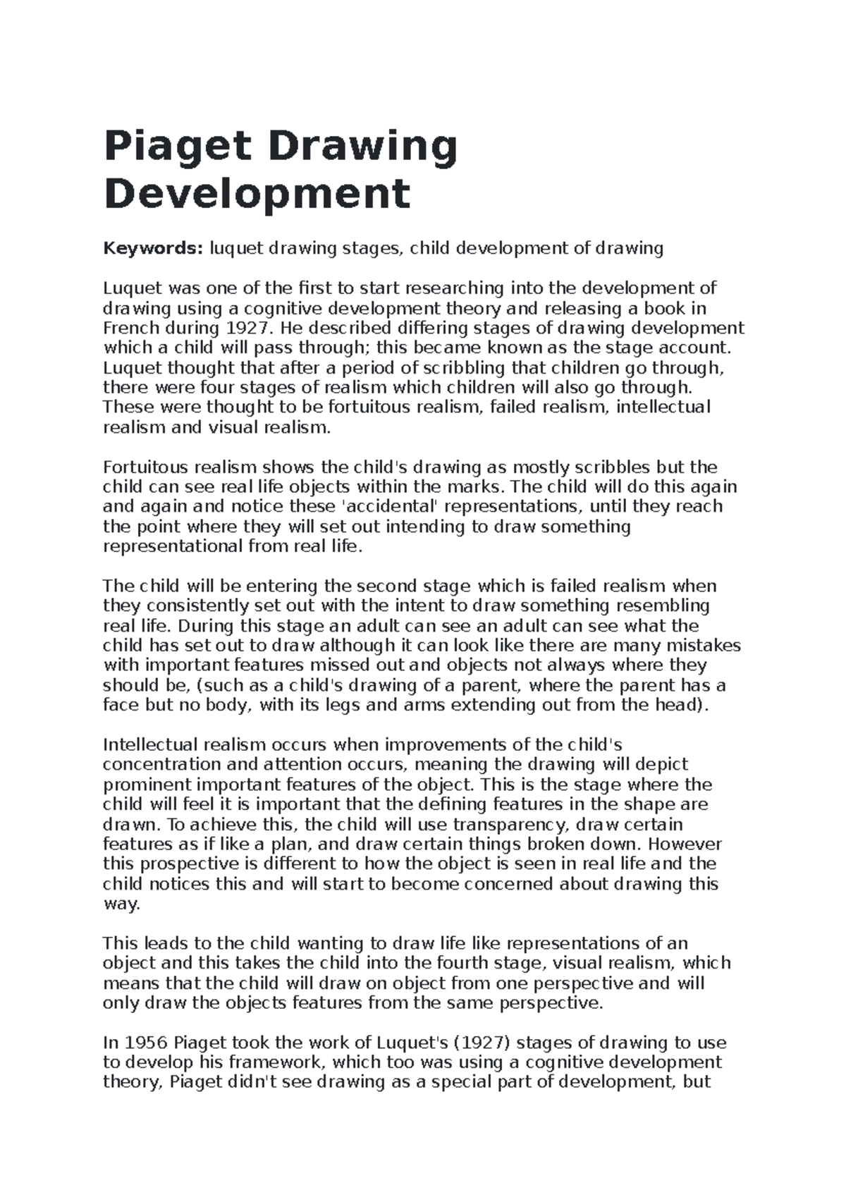 piaget drawing development